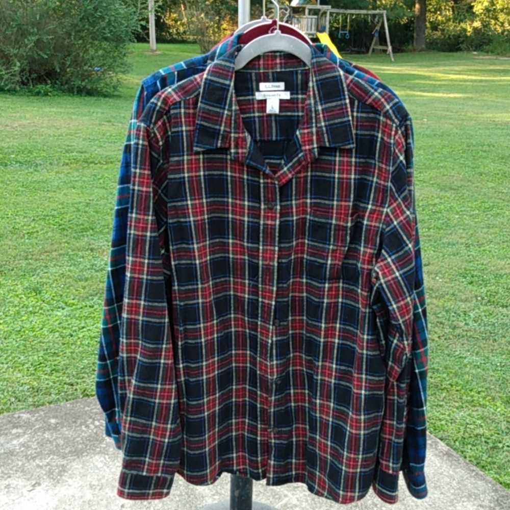 ll bean scotch plaid flannel shirt L, relaxed fit